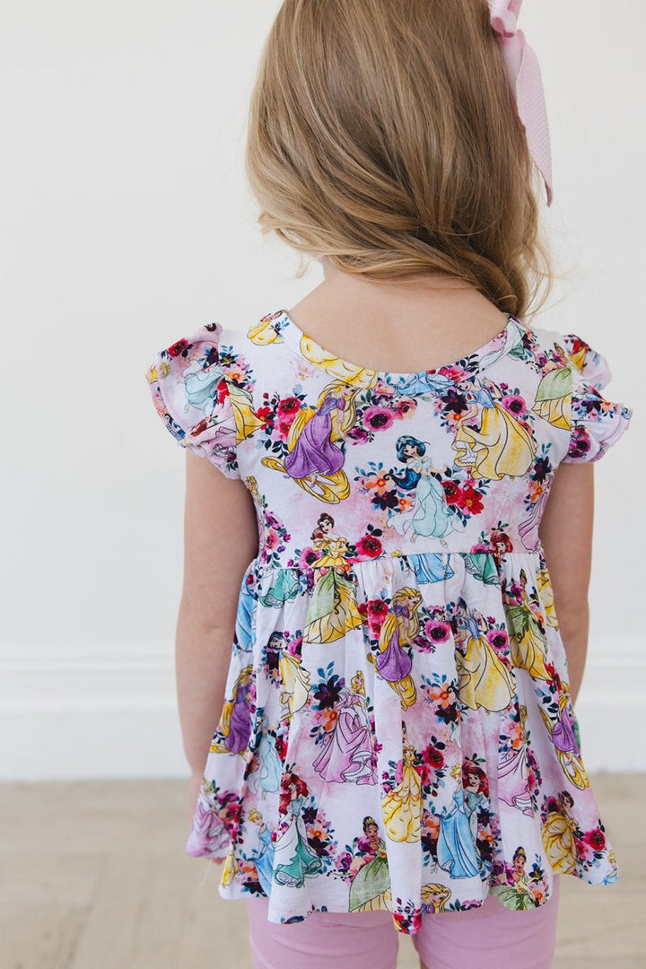 Royal Blooms Peplum Biker Shorts Set - scoots