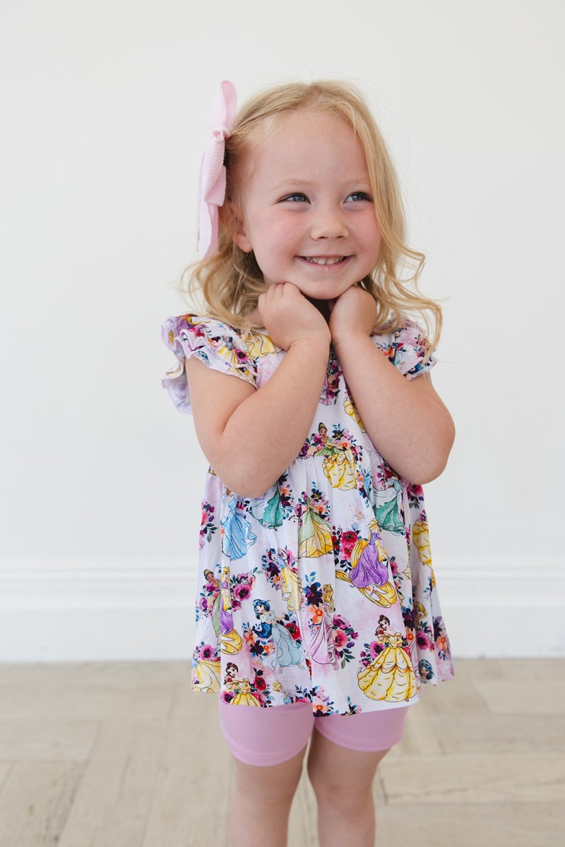 Royal Blooms Peplum Biker Shorts Set - scoots