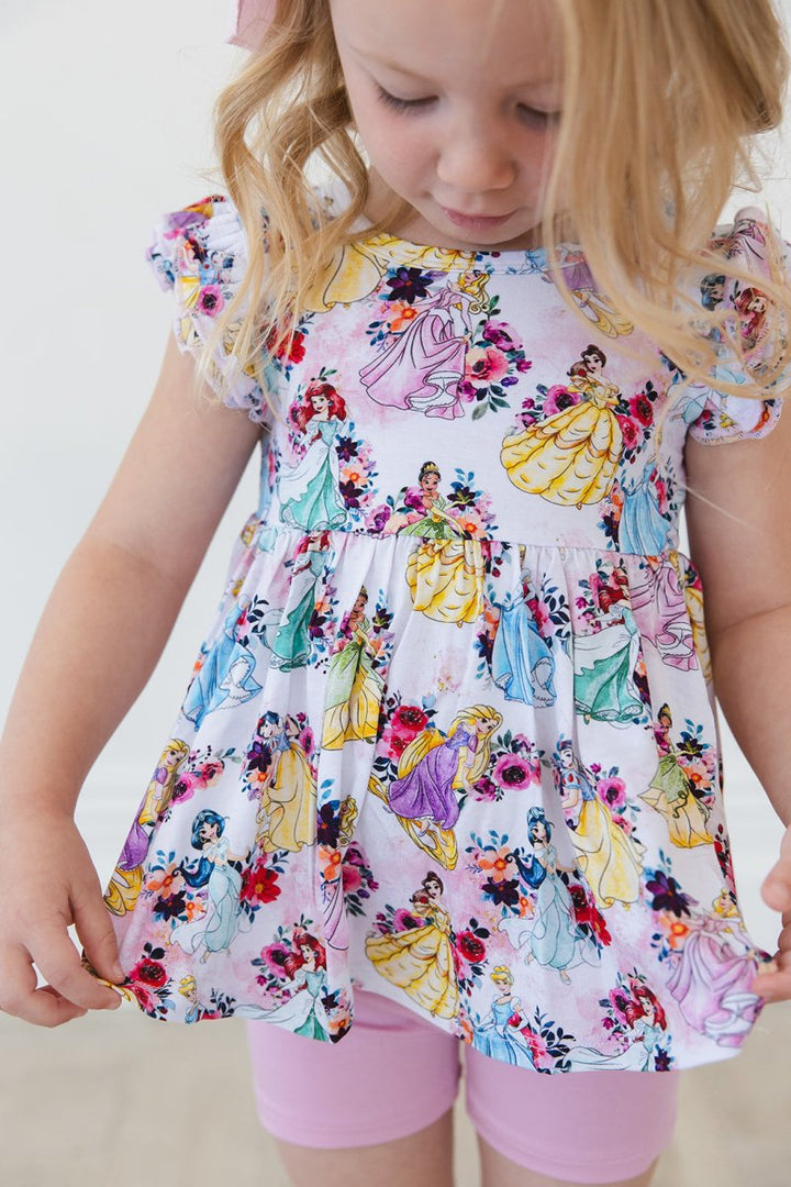 Royal Blooms Peplum Biker Shorts Set - scoots