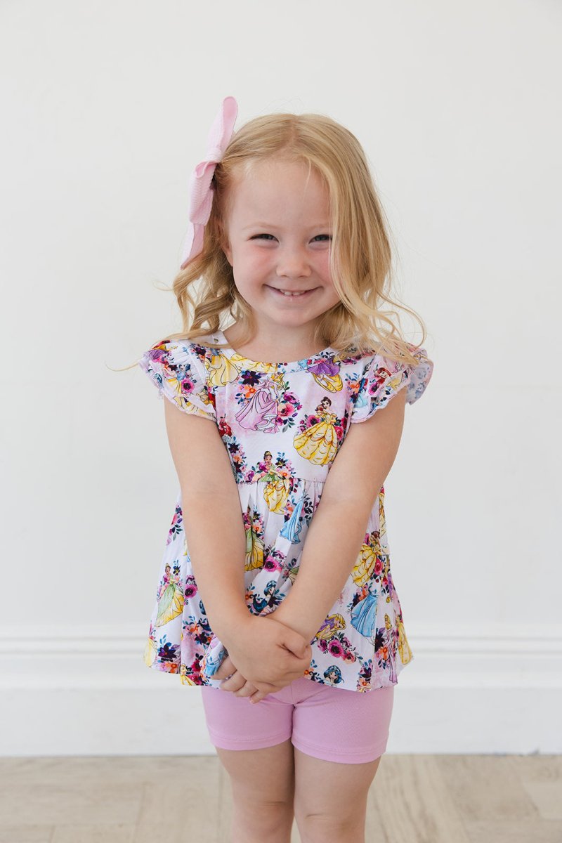 Royal Blooms Peplum Biker Shorts Set - scoots