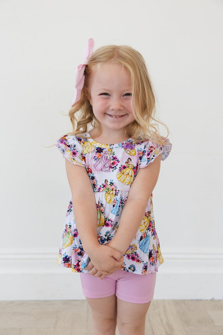 Royal Blooms Peplum Biker Shorts Set - scoots