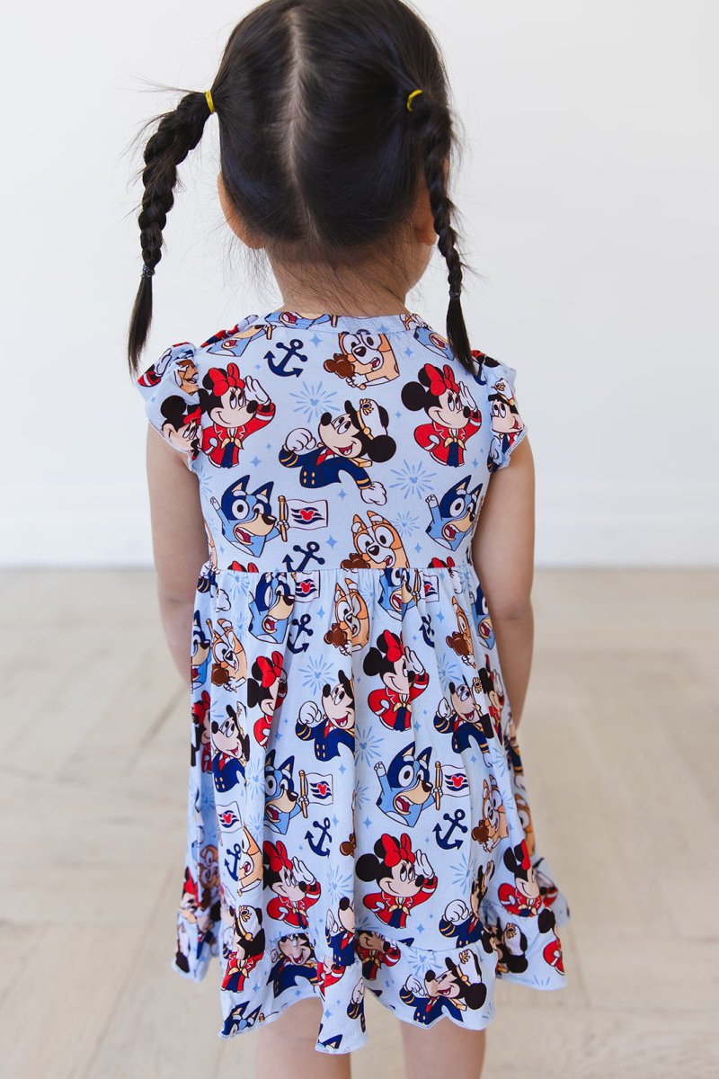 Stars at Sea Ruffled Twirl Bodysuit Dress - scoots