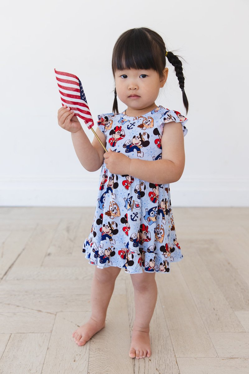 Stars at Sea Ruffled Twirl Bodysuit Dress - scoots