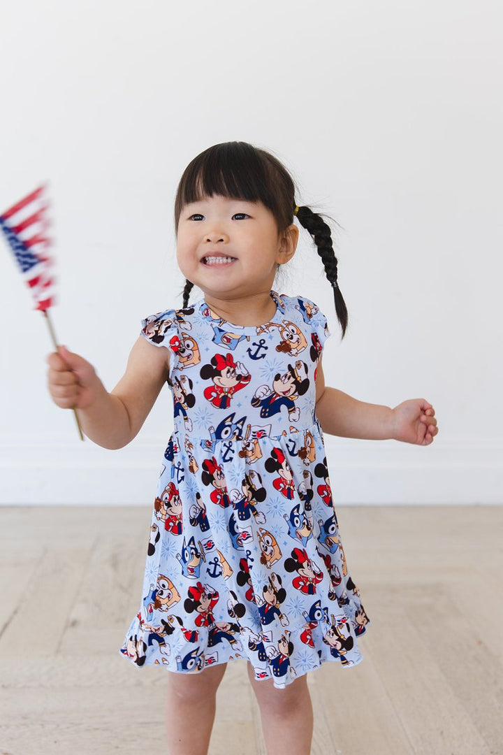 Stars at Sea Ruffled Twirl Bodysuit Dress - scoots