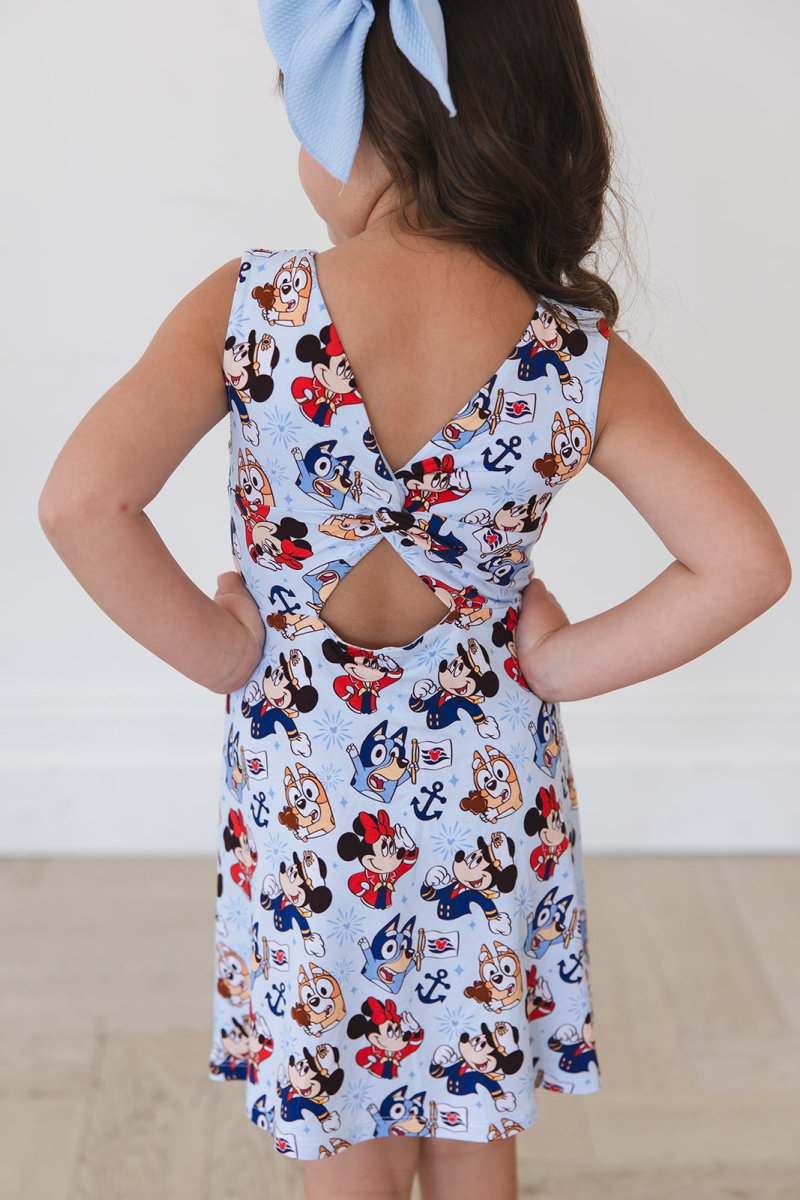 Stars at Sea Twist Back Skater Dress - scoots