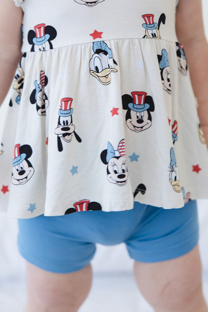 Vintage Blue Bamboo Biker Shorts - scoots