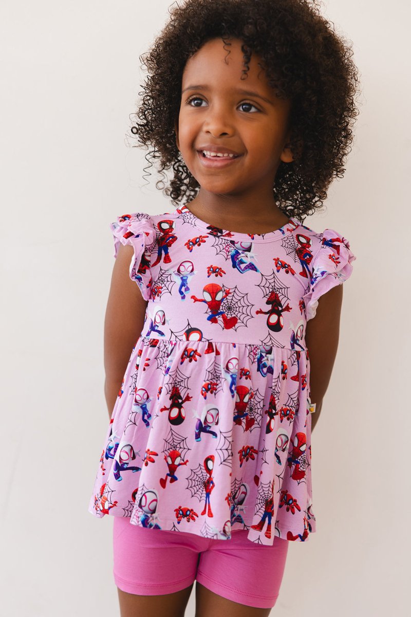 Webslingers Peplum Biker Shorts Set - scoots