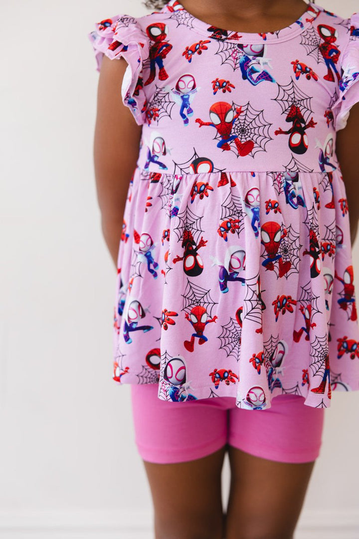 Webslingers Peplum Biker Shorts Set - scoots