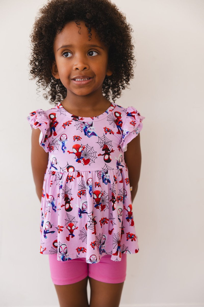 Webslingers Peplum Biker Shorts Set - scoots