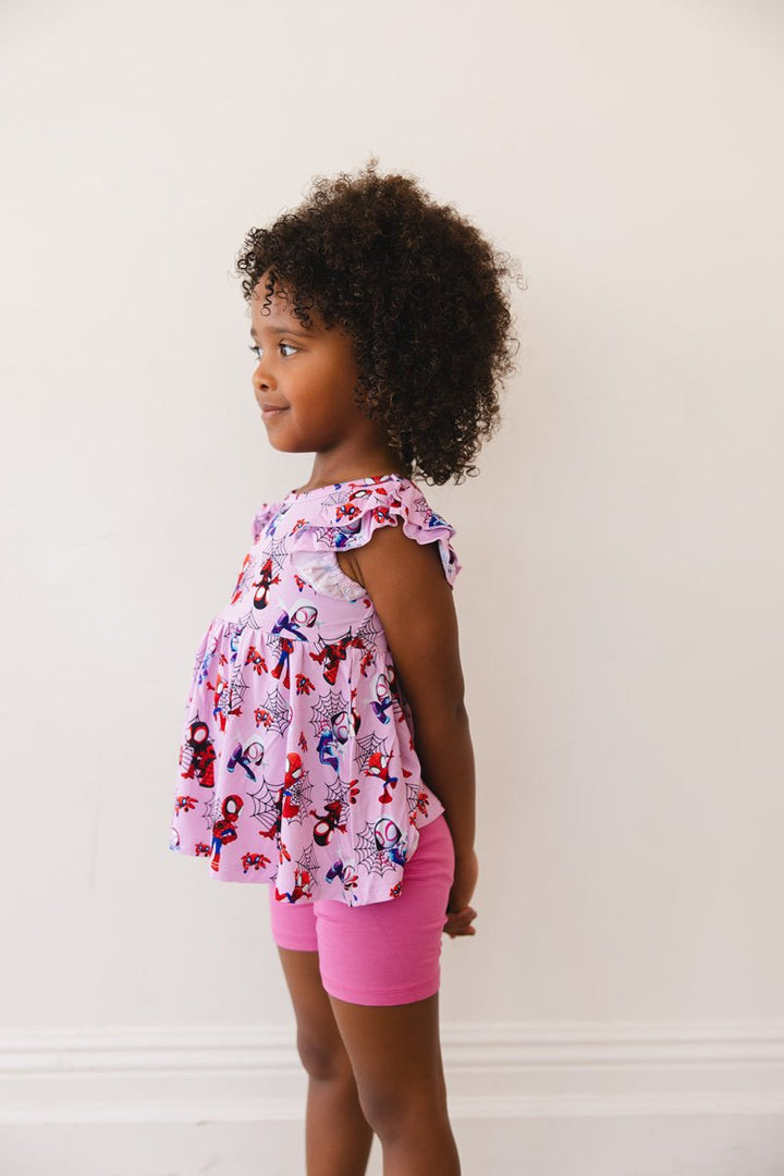 Webslingers Peplum Biker Shorts Set - scoots